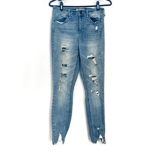 Mudd Jeans Juniors Size 7 High-Rise Ankle Womens Jegging Stretch Distressed Hem